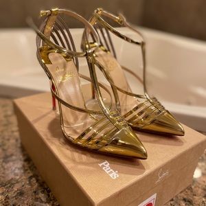 Christian Louboutin | Shoes | Brand New Christian Louboutin Gold Heels |  Poshmark